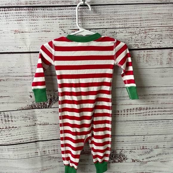 Hanna Andersson // Striped Red and Green Kids One Piece Zip Pajamas - Picture 4 of 4